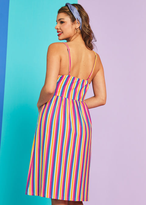Surplice and Demand Midi Dress in Boardwalk Taffy, Size 1X
