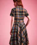 Back view of Rustic Elegance Casual Dress in Harvest Tartan