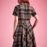 Back view of Rustic Elegance Casual Dress in Harvest Tartan