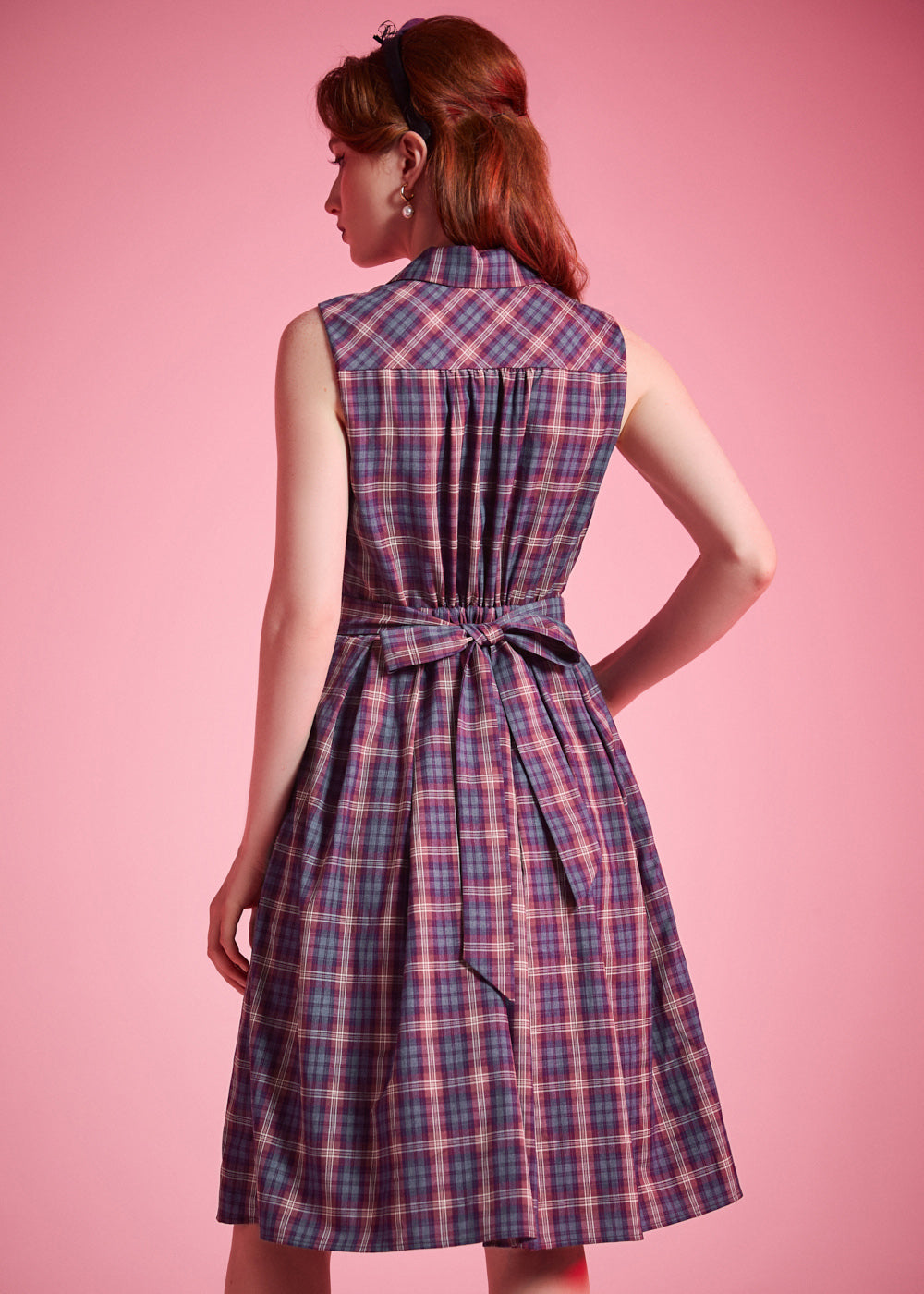 Back view of Carousel Cutie Dress with adjustable self-tie waist
