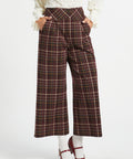 The Corner Library Culottes in Chestnut Plaid styled with red Mary Jane heels