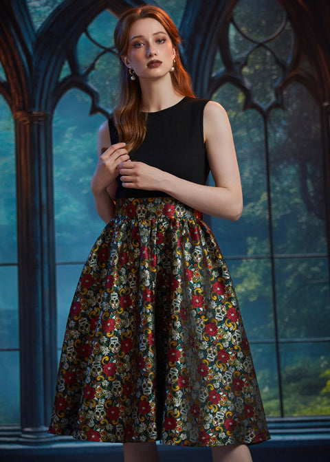 Afterlife of the Party Fit & Flare Dress in Memento Mori, Size L