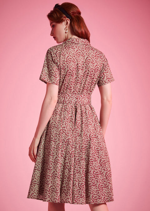 Back view of Rustic Elegance Casual Dress in Cranberry Cottage