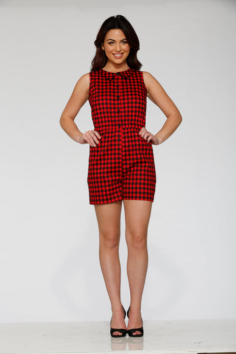 Black & Red Checkmate Romper
