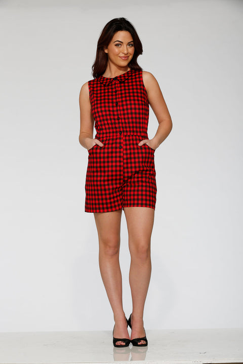 Black & Red Checkmate Romper