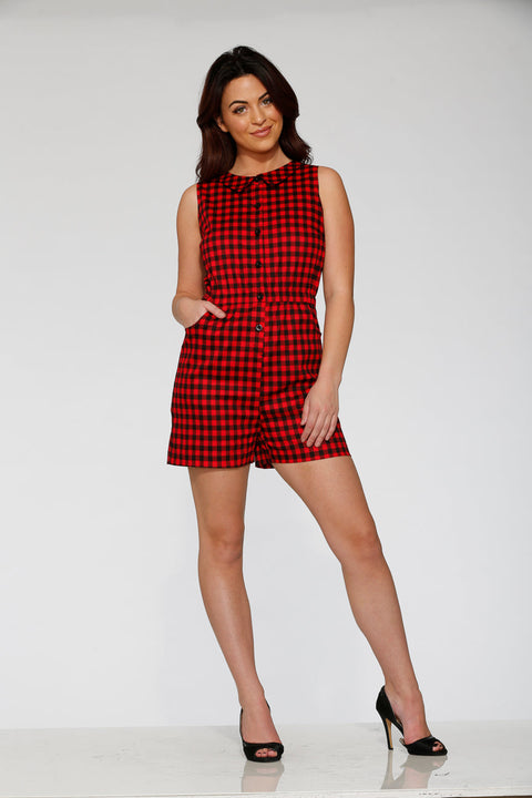 Black & Red Checkmate Romper