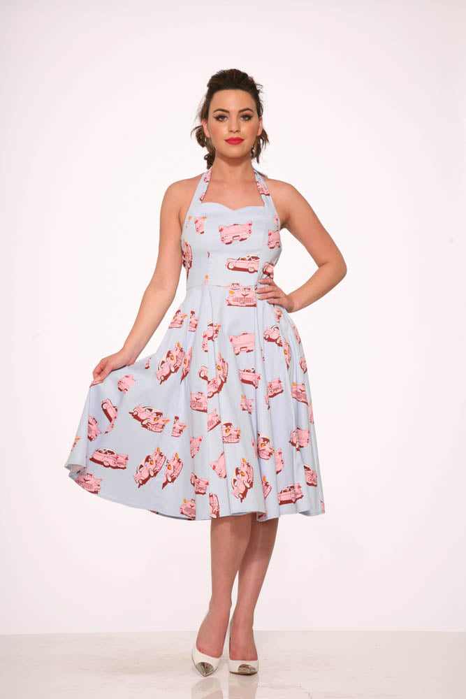 4111 Car Hop Halter Swing Dress