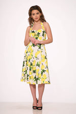 4111 White Lemon Halter Swing Dress