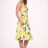 White Lemon Halter Swing Dress