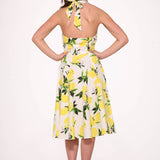 White Lemon Halter Swing Dress