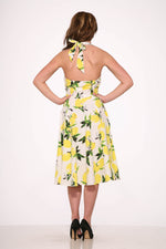 4111 White Lemon Halter Swing Dress