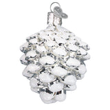 Snow-capped Silver Snowy Pinecone Ornament