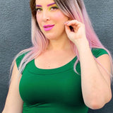 Retro Boat Neck Top in Kelly Green