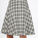 Off White Plaid Swing Skirt