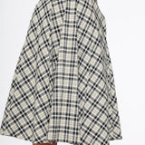 Off White Plaid Swing Skirt