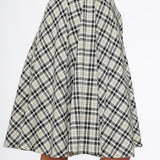 Off White Plaid Swing Skirt