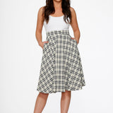 Off White Plaid Swing Skirt