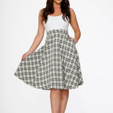 Off White Plaid Swing Skirt