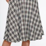 White & Brown Plaid Swing Skirt