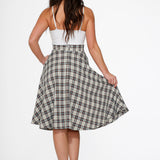 White & Brown Plaid Swing Skirt
