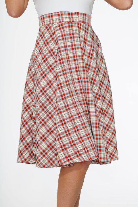 Red Plaid Swing Skirt
