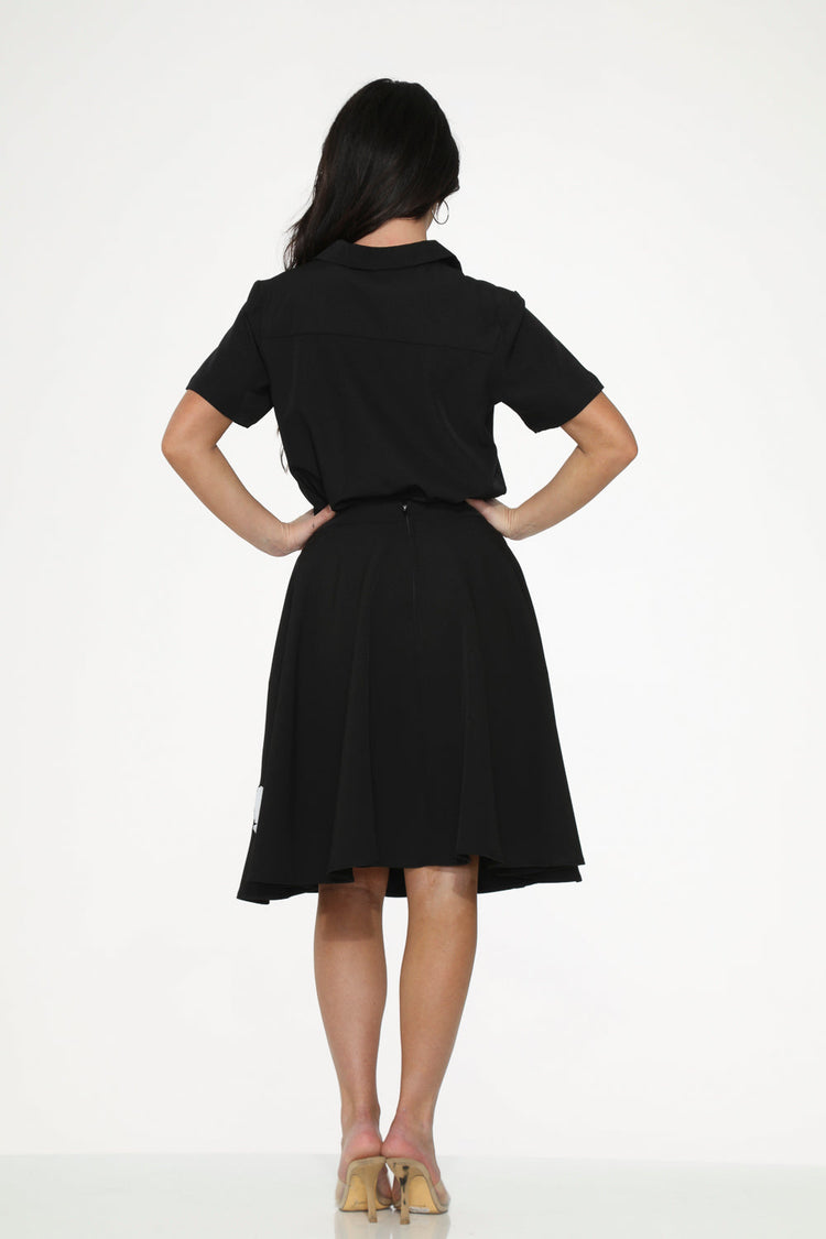 Black Embroidered Poodle Skirt