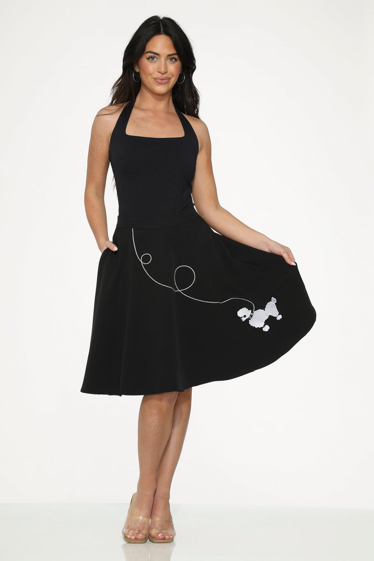 Black Embroidered Poodle Skirt