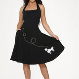 Black Embroidered Poodle Skirt