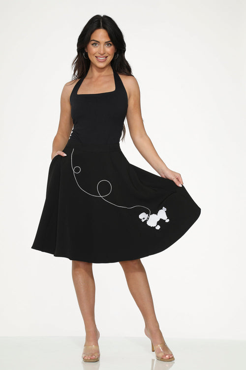 Black Embroidered Poodle Skirt