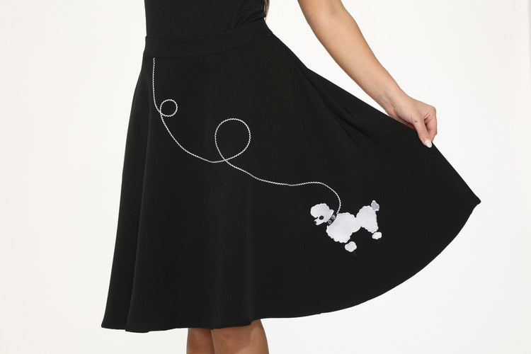 Black Embroidered Poodle Skirt