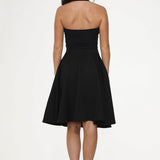 Black Hot Pink Embroidered Poodle Swing Skirt