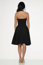 Black Hot Pink Embroidered Poodle Swing Skirt