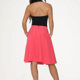 Hot Pink Black Embroidered Poodle Swing Skirt
