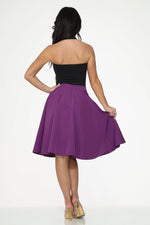 Purple Black Embroidered Poodle Swing Skirt