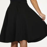 Black Hot Pink Embroidered Poodle Swing Skirt