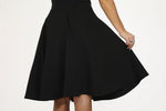 Black Hot Pink Embroidered Poodle Swing Skirt