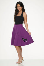 Purple Black Embroidered Poodle Swing Skirt