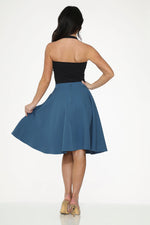 Blue Embroidered Poodle Swing Skirt