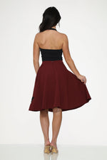 Burgundy Black Embroidered Poodle Swing Skirt