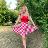 Retro Boat Neck Top in Red