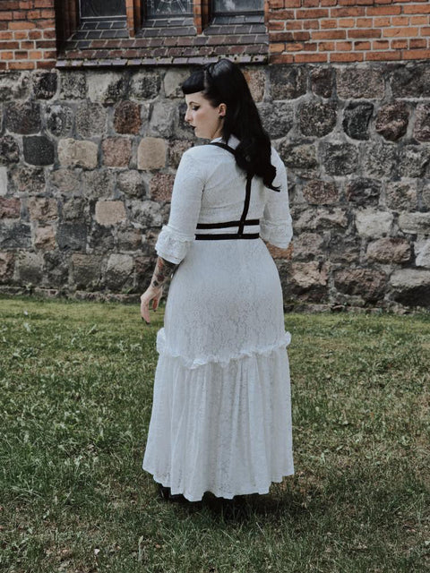 Mina - Ivory Floral Lace Bride of the Vampire Maxi Dress