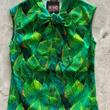 Vintage Style Bow Top in Leaves Print