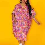 Groovy Mushrooms Midi Pocket Caftan in Sunset