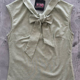 Vintage Style Bow Top in Sage Dot