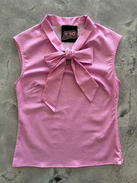 Vintage Style Bow Top in Pink Dots