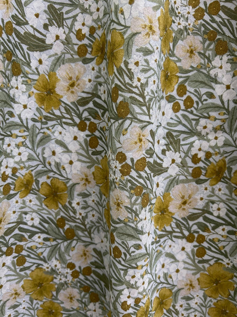 50s Style Cotton Midi Swing Dress - Mustard Floral