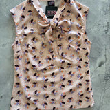 Vintage Style Bow Top in Hedgehog Print