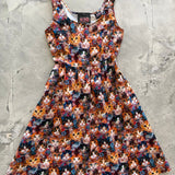 Retro Fit & Flare Dress Cats & Flowers