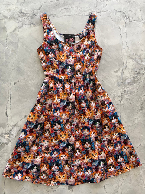 Cats & Flowers Fit & Flare Dress