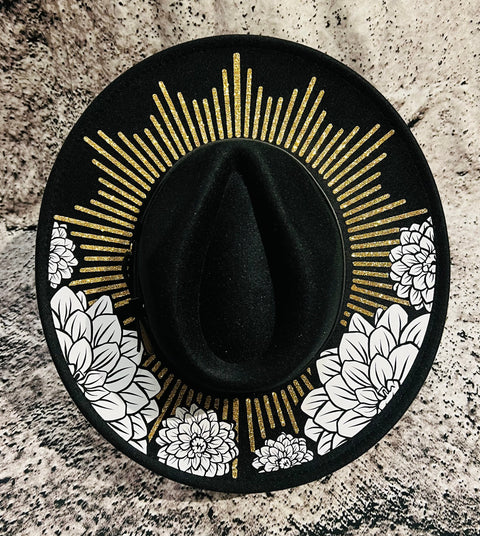 Vegan Felt Hat - XL Brim - Dahlia Burst